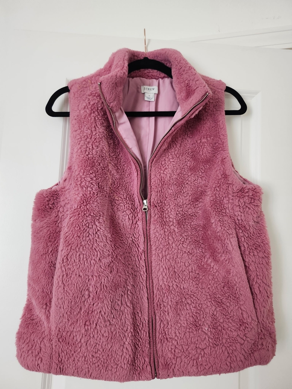 J. Crew Pink Fleece Zip-Front Vest